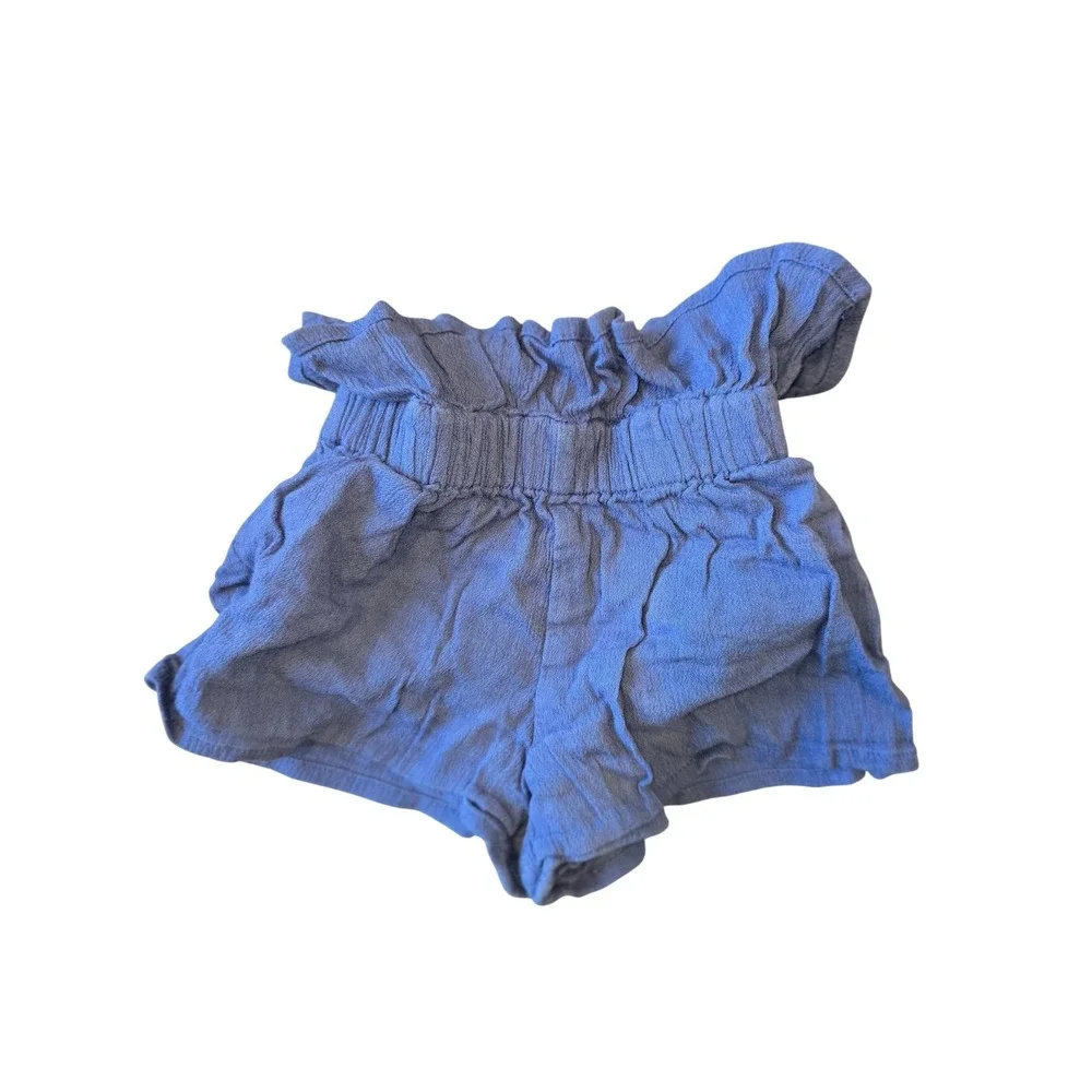Old Navy Girls Blue‎ Paperbag Waist Shorts Cotton Viscose Blend 18-24 Months